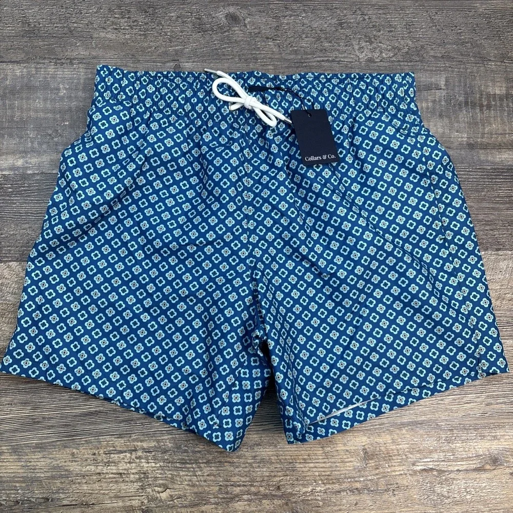 Collars and & Co Men's Medium Swim Trunks‎ Blue Coast Shorts Swimwear NEW